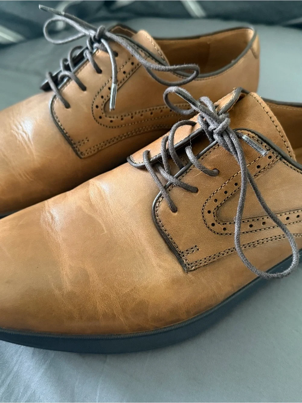 Johnston & Murphy Tan Leather Derby Lace-Up Shoes size 9 1/2 M